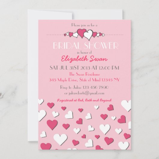 Sweet Rose et blanc Amour nuptiale Invitation (Devant)