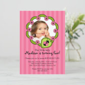 Sweet Rose Ladybug Photo Invitation Anniversaire (Debout devant)
