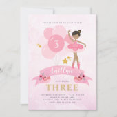 Sweet Rose & Or Ballerina Invitation Anniversaire (Devant)