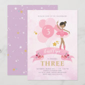 Sweet Rose & Or Ballerina Invitation Anniversaire (Devant / Derrière)