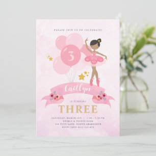 Sweet Rose & Or Ballerina Invitation Anniversaire