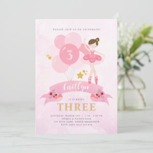 Sweet Rose & Or Ballerina Invitation Anniversaire