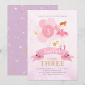 Sweet Rose & Or Ballerina Invitation Anniversaire (Devant / Derrière)