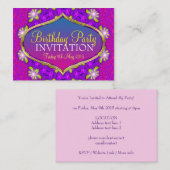 Sweet Rose+Purple Floral Mini Invitations (Devant / Derrière)