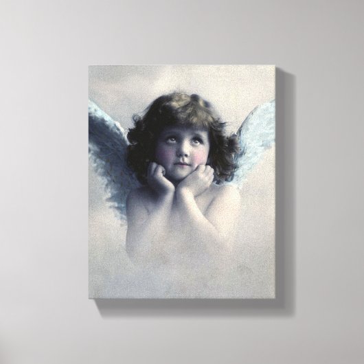 Sweet Rosy Cheeked  Angel in Clouds Canvas Afdruk (Voorkant)
