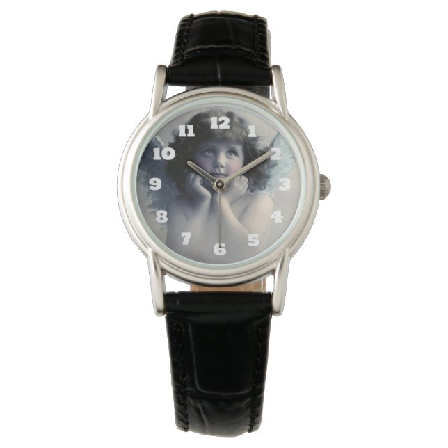 Sweet Rosy Cheeked  Angel in Clouds Horloge (Voorkant)