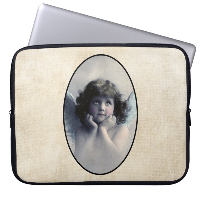 Sweet Rosy Cheeked  Angel in Clouds Laptop Sleeve (Voorkant)