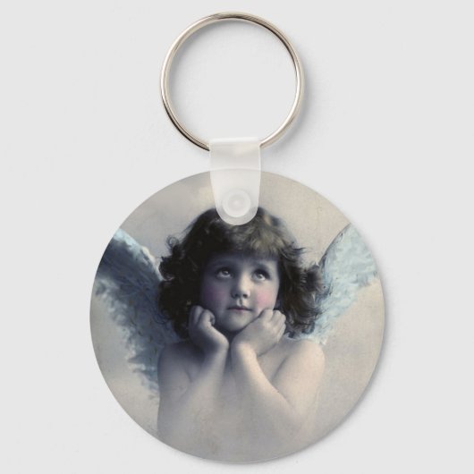 Sweet Rosy Cheeked  Angel in Clouds Sleutelhanger (Voorkant)