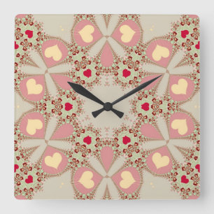 Sweet Roze Country Love Hearts Wall Clock Vierkante Klok
