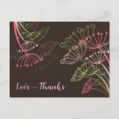 Sweet Roze Dandelions Flower Chic Love and Bedankt Briefkaart (Voorkant)