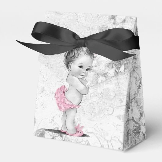 Sweet Roze en Grijs Baby shower Favor Boxes Bedankdoosjes (Voorkant Zijde)