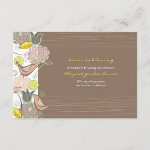 Sweet roze vogels Floral Garden Weddenschappen Rec Informatiekaartje