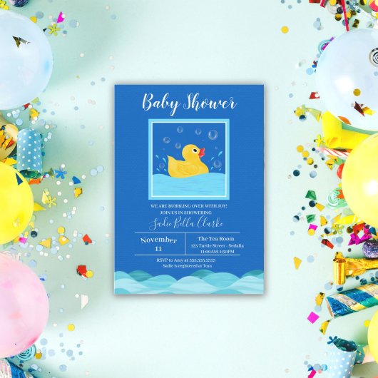 Sweet Rubber Ducky Bubbles Baby shower Kaart
