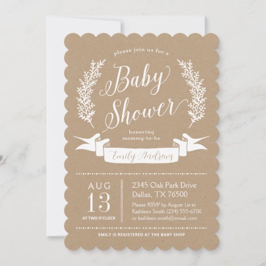 Sweet Rustic Baby shower Invitation (Devant)