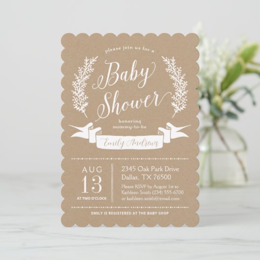 Sweet Rustic Baby shower Invitation (Debout devant)