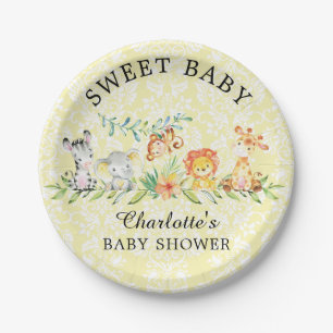 Sweet Safari Animals Baby shower 7" Bord
