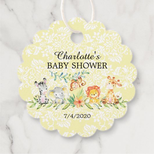 Sweet Safari Animals Baby shower Favor Gift Label (Achterkant)