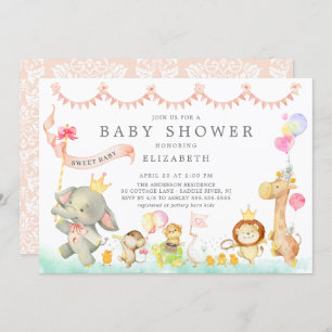 Sweet Safari Animals Parade Baby shower Invitation Kaart