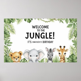Sweet Safari Animals Welcome Jungle Birthday  Poster
