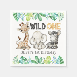 Sweet Safari Animals Wild One Birthday Napkins Servet