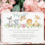 Sweet Safari Animaux Baby shower Invitation<br><div class="desc">Aquarelle jungle animaux baby shower invitation pour une petite fille.</div>