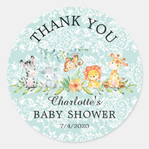 Sweet Safari Animaux Merci Baby Favoriser Sticker