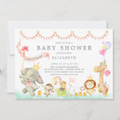 Sweet Safari Animaux Parade Baby shower Invitation (Devant)