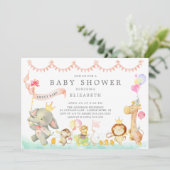Sweet Safari Animaux Parade Baby shower Invitation (Debout devant)