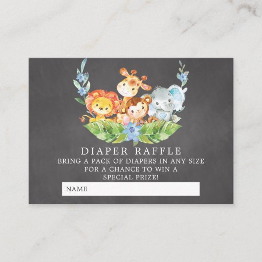 Sweet Safari Baby shower Luier Raffle Ticket Informatiekaartje (Voorkant)