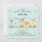 Sweet Safari Dieren Genderneutraal Baby shower Kaart (Voorkant)