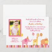 Sweet Safari Oerwoud Animal Birthday Invitations Kaart (Voorkant / Achterkant)