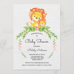Sweet Safari Oerwoud Leeuw Baby shower Invitation Kaart