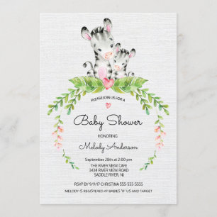 Sweet Safari Oerwoud Zebra Baby shower uitnodiging