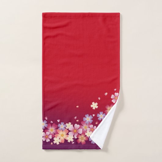 Sweet Sakura Blossoms Kimono Style Rouge & violet (Serviette à main)