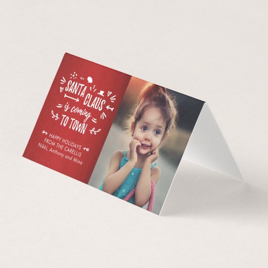 Sweet Santa Claus arrive Script Photo Mini Card (Front)