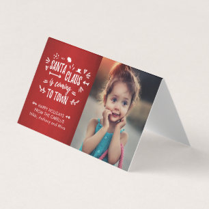 Sweet Santa Claus arrive Script Photo Mini Card