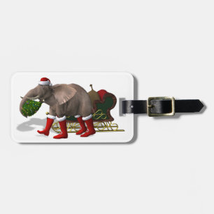 Sweet Santa Claus Elephant Bagagelabel