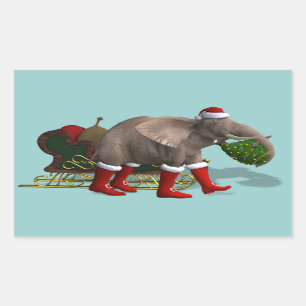 Sweet Santa Claus Elephant Rechthoekige Sticker