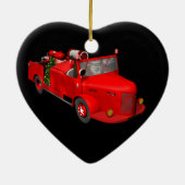Sweet Santa Claus in Fire Engine Keramisch Ornament (Achterkant)