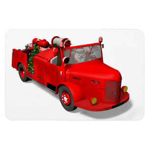 Sweet Santa Claus in Fire Engine Magneet