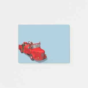 Sweet Santa Claus in Fire Engine Post-it® Notes