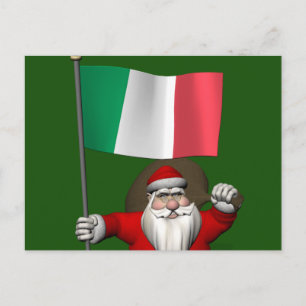 Sweet Santa Claus met de vlag van Italië Feestdagenkaart