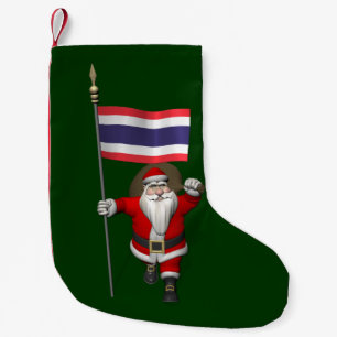 Sweet Santa Claus met de vlag van Thailand Kleine Kerstsok