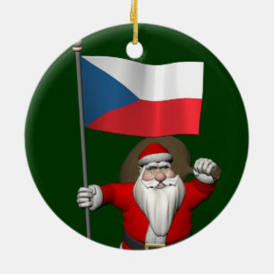 Sweet Santa Claus met de vlag van Tsjechië Keramisch Ornament
