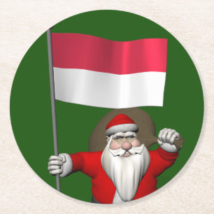 Sweet Santa Claus met vertrek uit Indonesië Ronde Kartonnen Onderzetter