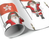 Sweet Santa Claus met vlag van Hongkong Cadeaupapier (Rol Hoek)