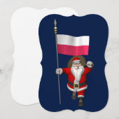 Sweet Santa Claus met vlag van Polen Feestdagenkaart (Voorkant / Achterkant)