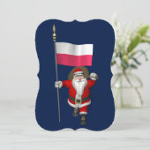 Sweet Santa Claus met vlag van Polen Feestdagenkaart (Staand voorkant)