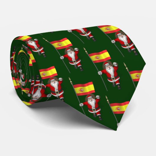 Sweet Santa Claus met vlag van Spanje Stropdas (Opgerold)