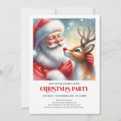 Sweet Santa Rudolph Christmas Party Invitation (Devant)